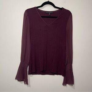 White House Black Market Plum Sheer Sleeve Bell Cuff whimsigoth fairy Blouse M